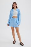 Long-Sleeve-Solid-Color-Shirt-Shorts-Set-1