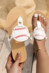 Baseball-Open-Toe-Flat-Sandals-White
