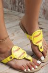 Baseball-Open-Toe-Flat-Sandals-White