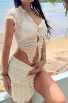 Beige-Single-breasted-Crop-Top-Two-piece-Skirt-Set-4