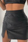 Black-Leather-Strapless-Crop-Top-Slit-Skirt-Set-3