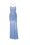 Blue-Ruched-Backless-Side-Split-Dress-3