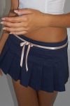 Blue-Strapless-Crop-Top-Pleated-Mini-Skirt-Suits-5