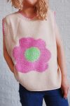 Crew-Neck-Floral-Pattern-Knitted-Tank-1