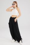 Drawstring-Shirred-Waist-Wide-Leg-Trousers-Green-front