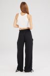 Drawstring-Shirred-Waist-Wide-Leg-Trousers-Green-front