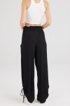 Drawstring-Shirred-Waist-Wide-Leg-Trousers-Green-front