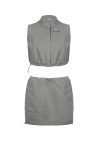 Gray-Zipper-Tank-Top-Drawstring-Mini-Skirt-Suits-6