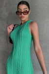 Green-Crew-Neck-Sleeveless-Knitted-Dress-3