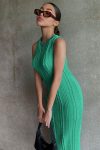 Green-Crew-Neck-Sleeveless-Knitted-Dress-3