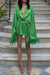 Green-Long-Sleeve-Fuzzy-Cuff-Strappy-Mini-Dress-3