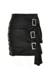 High-Waist-Solid-Color-Ruched-Bodycon-Skirt-1