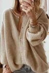 Khaki-Long-Lantern-Sleeve-Knitted-Cardigan-4