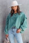 Lantern-Sleeve-Nail-Bead-Ruffled-Denim-Tops-2