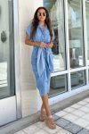 Lapel-Ruched-Tie-waist-Denim-dress