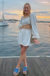 Long-Puff-Sleeve-Ruched-Crop-Top-Skirt-Suits