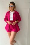 Long-Sleeve-Solid-Color-Shirt-Shorts-Set-1