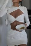 Long-Sleeve-Twisted-front-Cutout-Crop-Top-Skirt-Suits-1