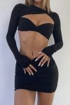 Long-Sleeve-Twisted-front-Cutout-Crop-Top-Skirt-Suits-1