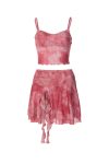 Mesh-Floral-Print-Bow-tie-Cami-Tops-Fringe-Skirt-Suits-3