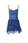Metal-Buckle-Straps-Cami-Tops-Ruched-Mini-Skirt-Suits-3