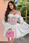 Off-Shoulder-Puff-Sleeve-Mesh-Corset-Dress-3