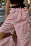 Pink-Drawstring-Zipper-Cargo-Long-Pants-4