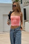 Pink-Mesh-Ruched-Sleeveless-Crop-Top-1