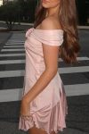 Pink-Satin-Off-Shoulder-Floral-Decoration-Dress-3