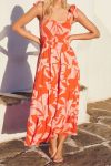 Printed-Shirred-Waist-Tie-straps-Dress-3