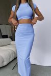 Short-Sleeve-Bodycon-Shirt-Two-piece-Skirt-Set-1