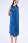 Sleeveless-Irregular-Full-Pleated-Dress-Blue