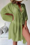 Solid-Color-Button-Down-Cover-up-Shirt-Dress-1
