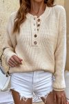 Solid-Color-Button-Up-Casual-Sweater-Beige