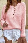 Solid-Color-Button-Up-Casual-Sweater-Beige