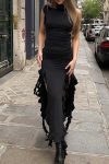 Solid-Color-Ruched-Ruffle-Hem-Slit-Tank-Dress-1