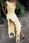 Solid-Color-Ruched-Ruffle-Hem-Slit-Tank-Dress-1