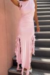 Solid-Color-Ruched-Ruffle-Hem-Slit-Tank-Dress-1