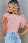 Solid-Color-Ruffle-Sleeve-Crew-Neck-Tops-4