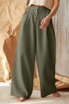 Solid-Color-Single-breasted-Wide-Leg-Long-Pants-1