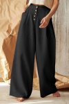 Solid-Color-Single-breasted-Wide-Leg-Long-Pants-1