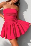 Strapless-Gather-A-line-Ruched-Dress-5