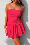 Strapless-Gather-A-line-Ruched-Dress-5