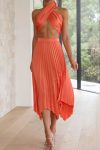 Tie-front-Strapless-Crop-Top-Pleated-Skirt-Suits-7