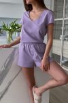 Two-Piece-Solid-Color-T-shirt-Single-breasted-Shorts-Set-8