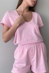 Two-Piece-Solid-Color-T-shirt-Single-breasted-Shorts-Set-8