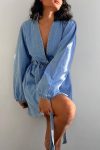 V-Neck-Button-Front-Lace-Up-Denim-Dress-2