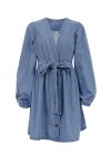 V-Neck-Button-Front-Lace-Up-Denim-Dress-2