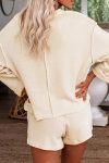 V-Neck-Solid-Color-Long-Sleeve-Tops-Shorts-Set-1