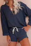 V-Neck-Solid-Color-Long-Sleeve-Tops-Shorts-Set-1